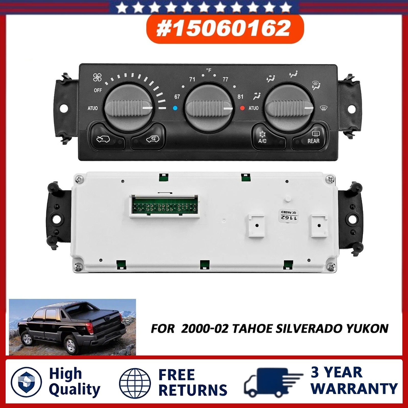 Climate AC Temperature Control Panel 15060162 Fits 1999-2002 Suburban Yukon XL