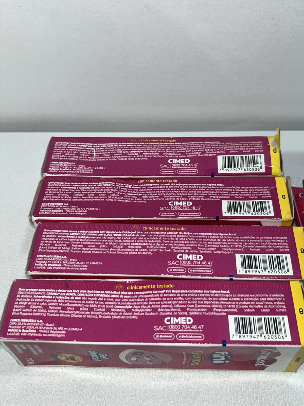 5 New Carmed Fini Beijos Strawberry Toothpaste, 1 Missing Box