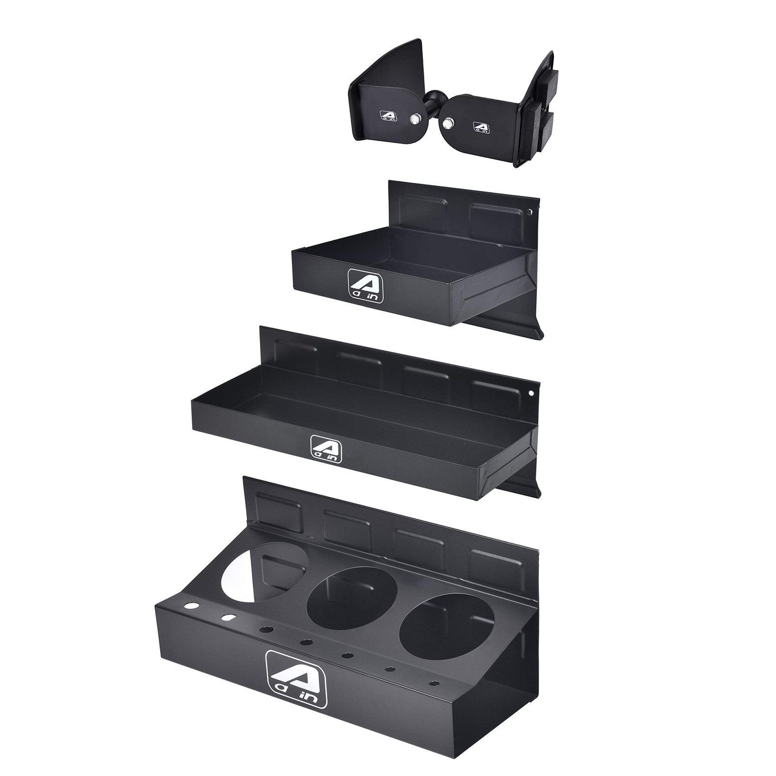 4pc Magnetic Toolbox Tray Set Black Cabinet Side Shelf Storage Van Workshop