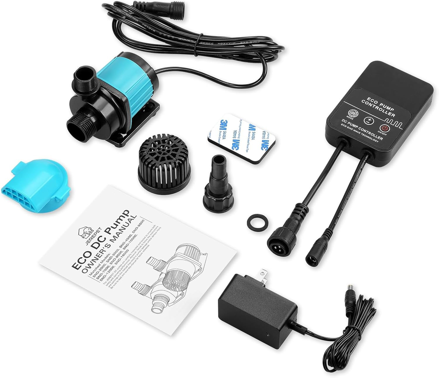 320GPH Mini Aquarium DC Water Pump with Controller, DC24V 12W Submersible Return