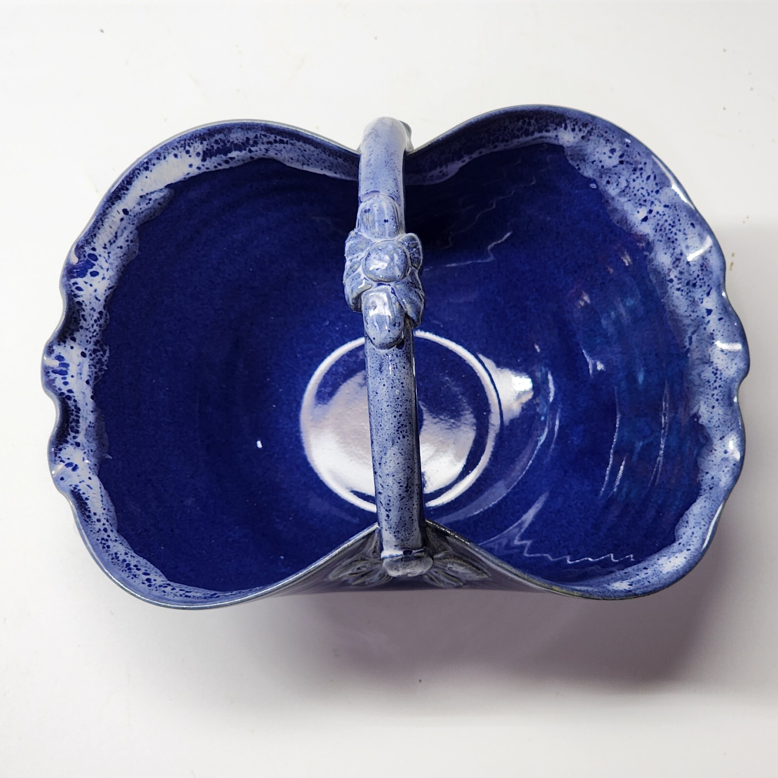 Bruce Latham Seagrove NC Pottery Cobalt Blue Basket Signed & Dated 1996