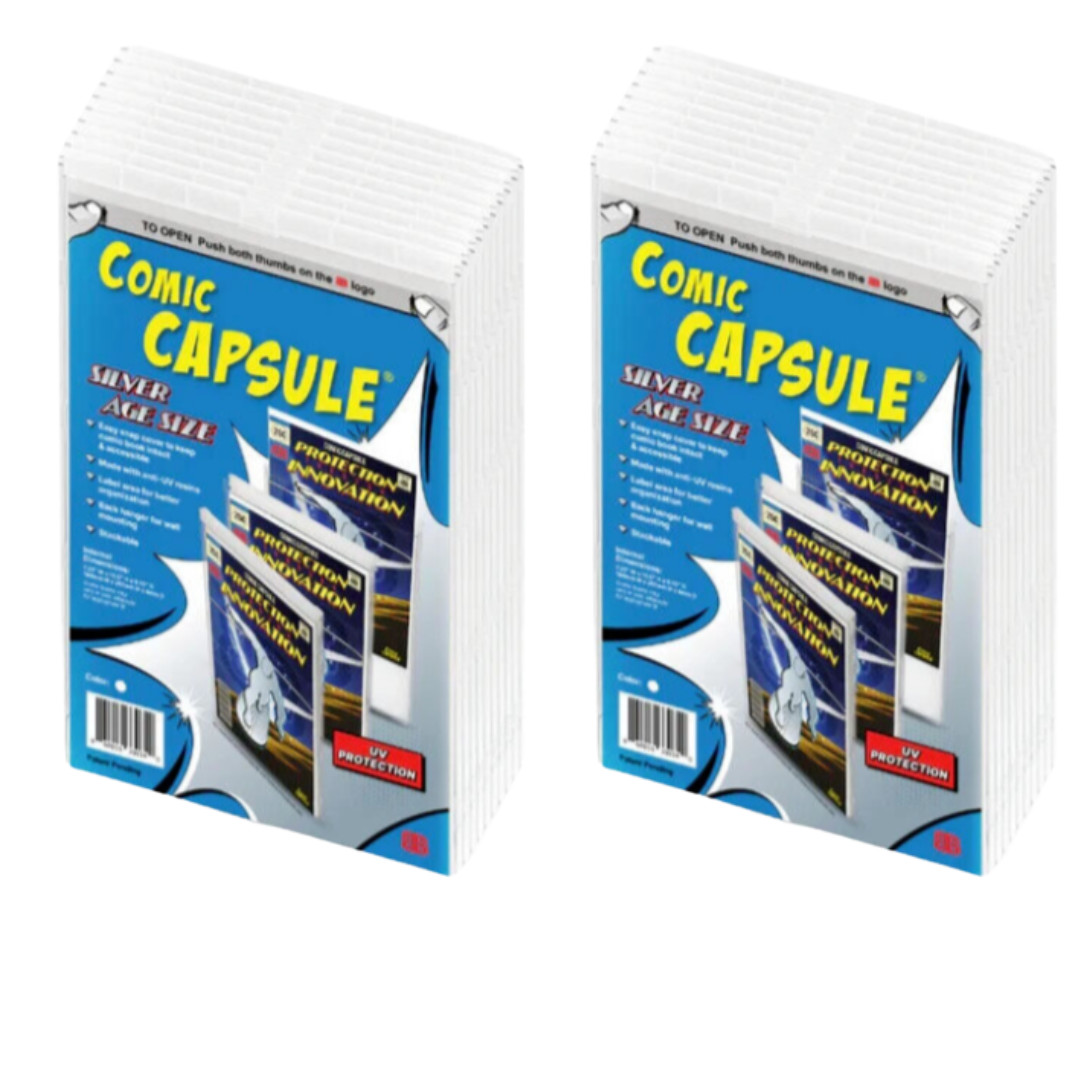 20 Silver Age Size ComicCapsule Clear Comic Book Plastic Protector UV Protection