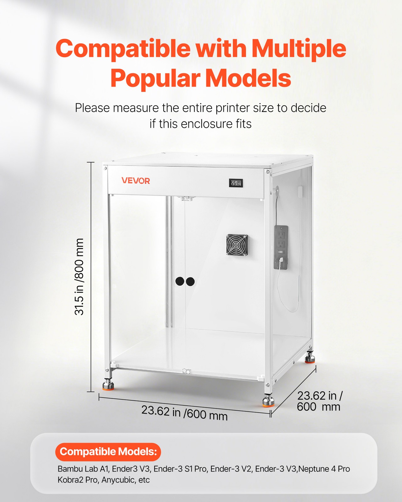 VEVOR 3D Printer Enclosure with Ventilation for Bambu Lab/Ender/Neptune Kobra
