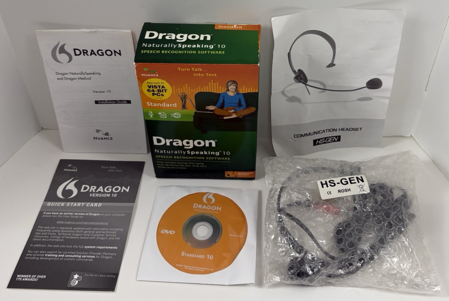 Nuance Dragon NaturallySpeaking 10 Speech Recognition Software Microphone DVD