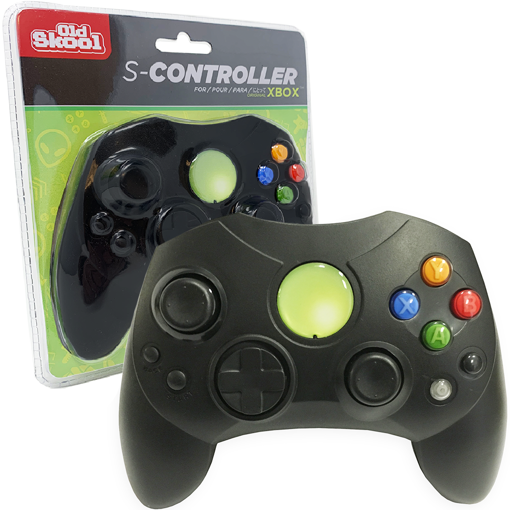 Old Skool Black Wired S-Type Controller for (Original XBOX)