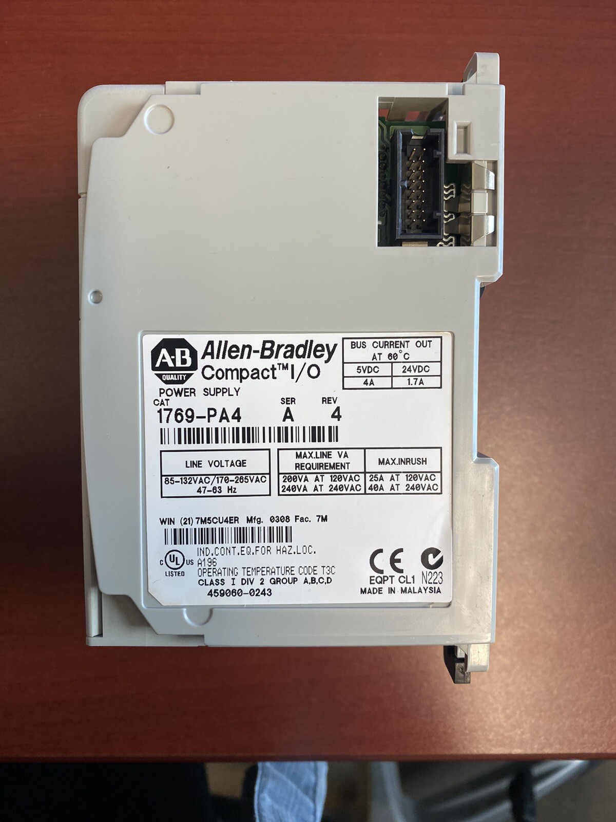 Allen-Bradley 1769-PA4 CompactLogix 170-265VAC Power Supply Module