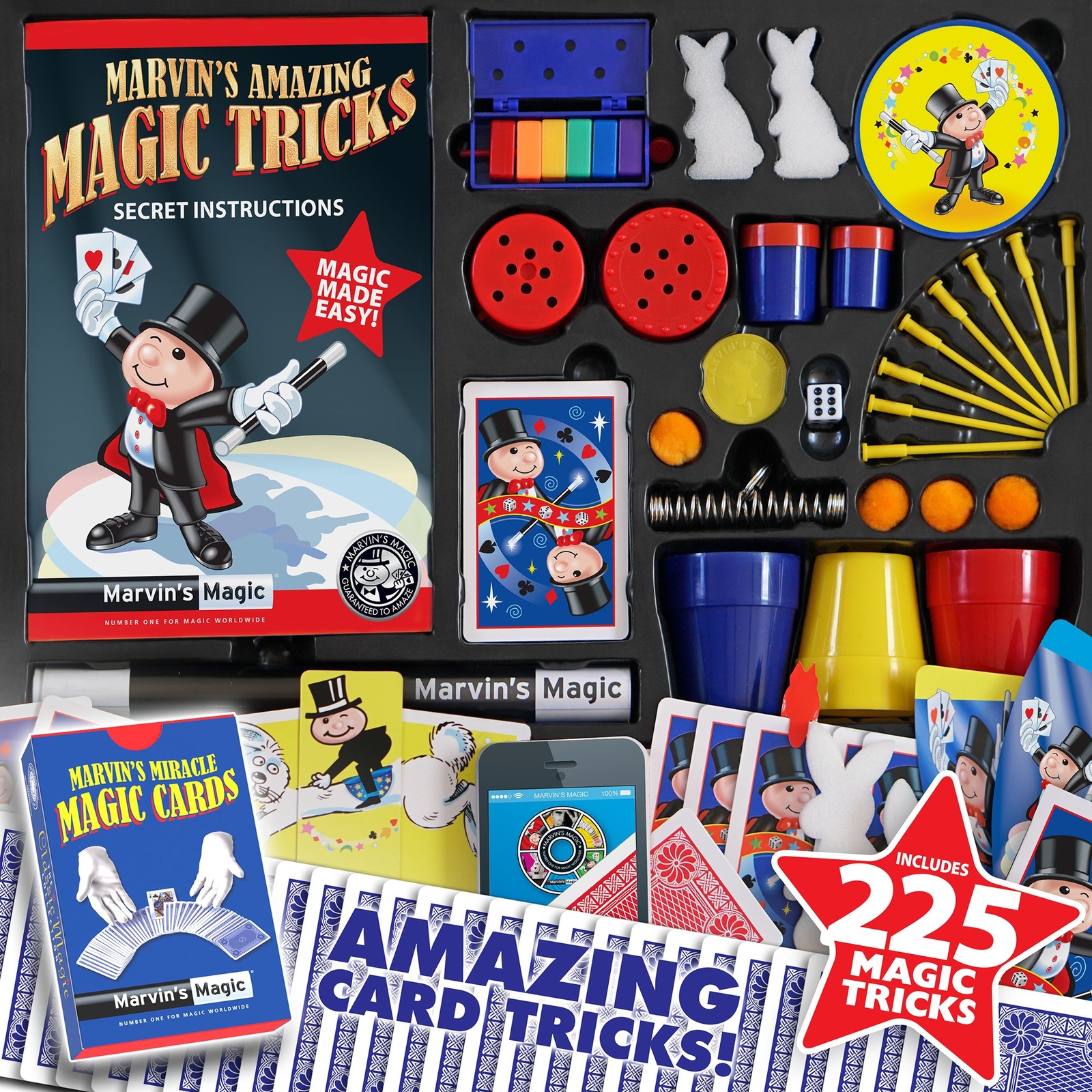 Marvin's Magic - 225 Amazing Magic Tricks for Children - Magic Kit - Magic Set