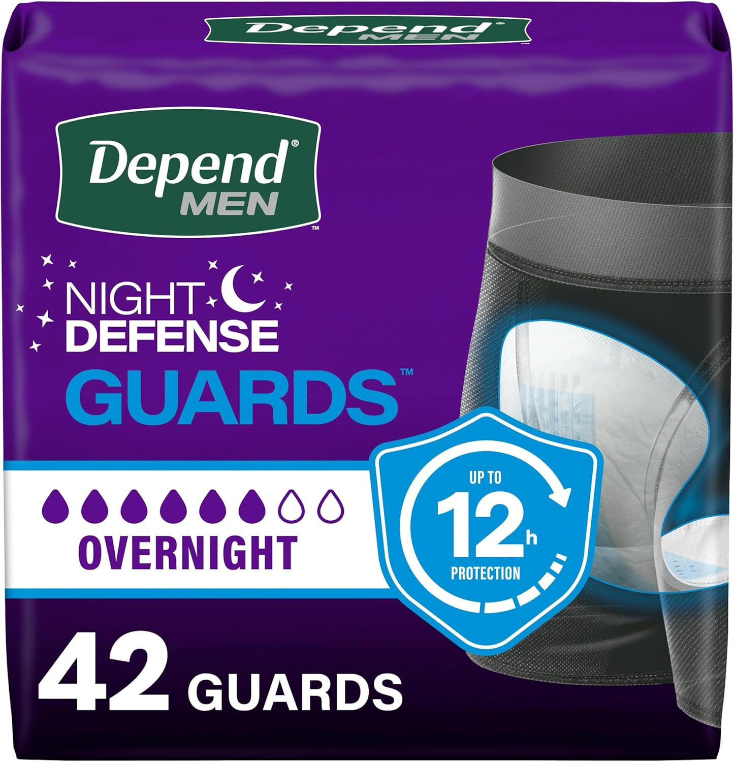 Depend Guards Men Incontinence Pads Overnight Absorbency 42Ct Protection