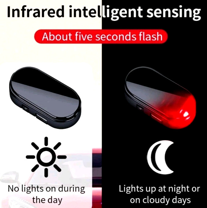 Car Alarm Warning Solar Flash LED Light Fake Security System Anti-theft Signal