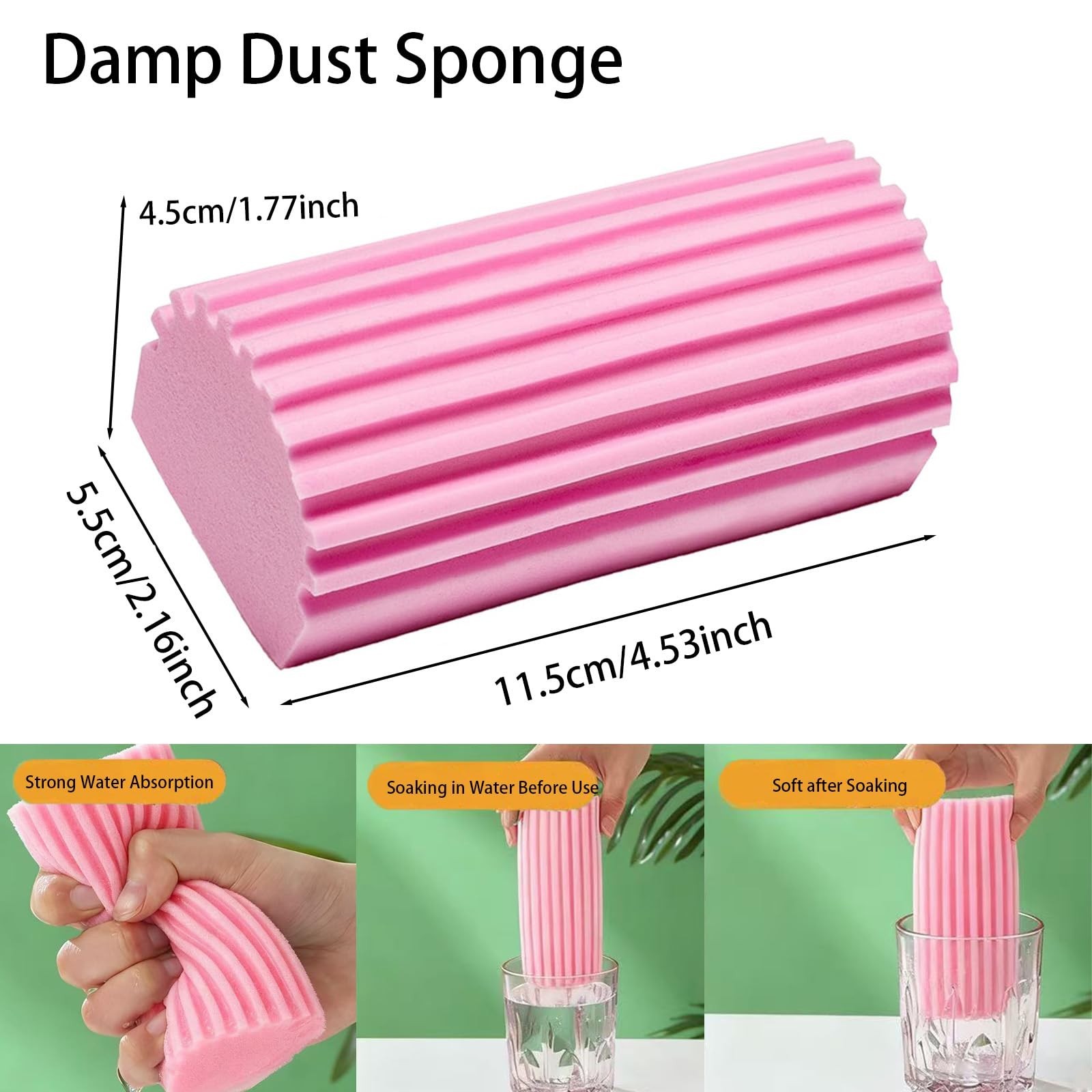Damp Clean Duster Sponge 4 Pack Household Cleaning Sponges Reusable Dusting S...