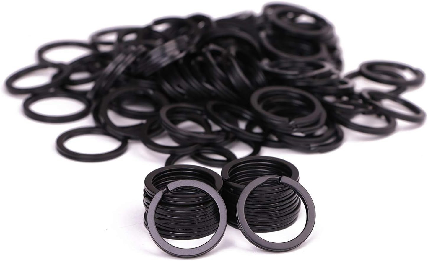 100PCS Black Metal Key Rings Bulk Flat Split Key Chain Part Connector Keyring Cl