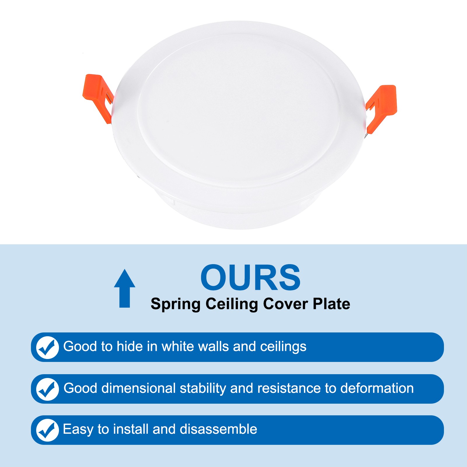 2Pack 3.5" Spring Ceiling Cover Plate Suitable for 2.8-3.1" Round Hole, White