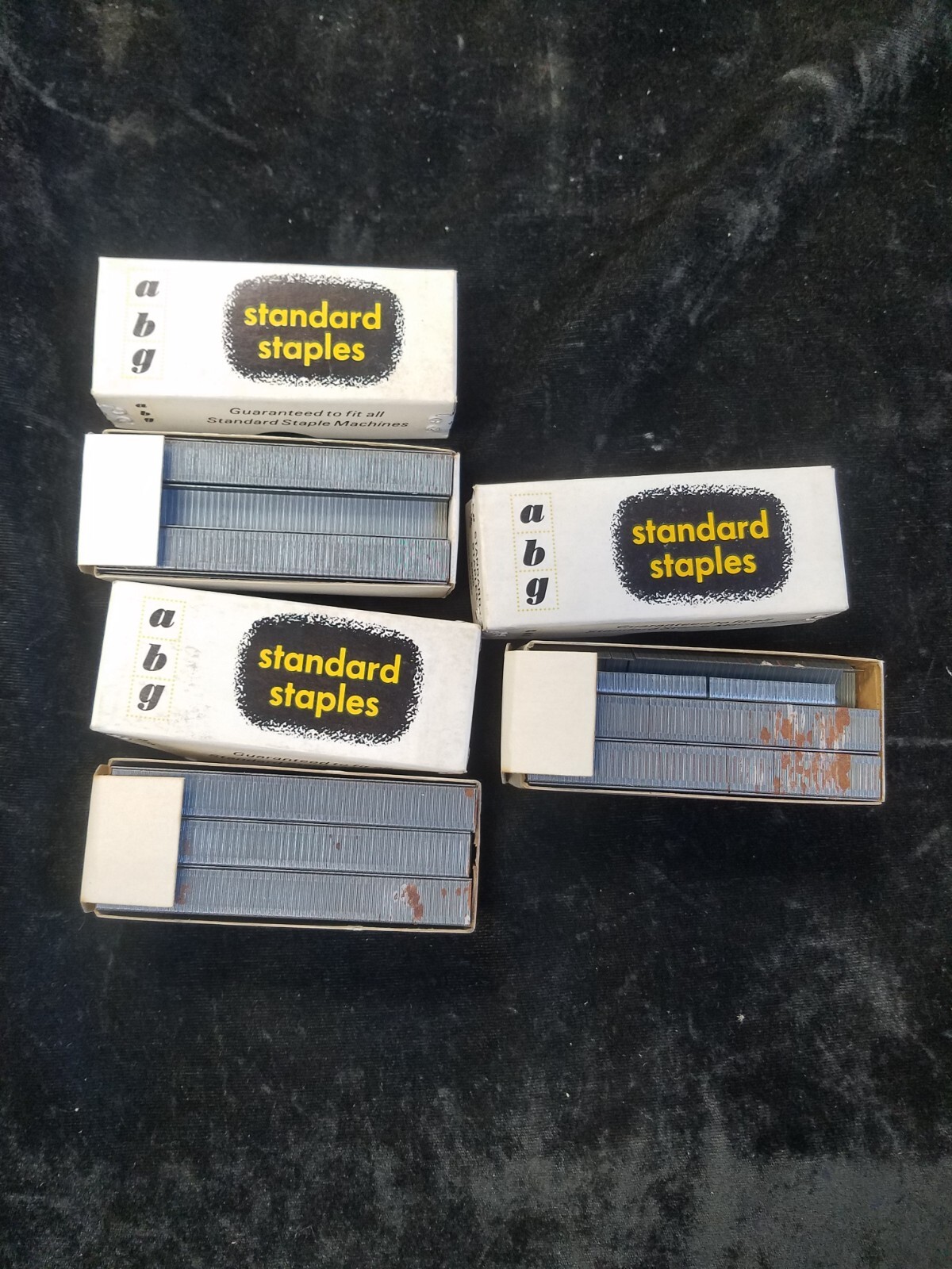 3 Vintage Boxes of ABG 5000 Standard Staples 8485 1 Full 2 Almost Full