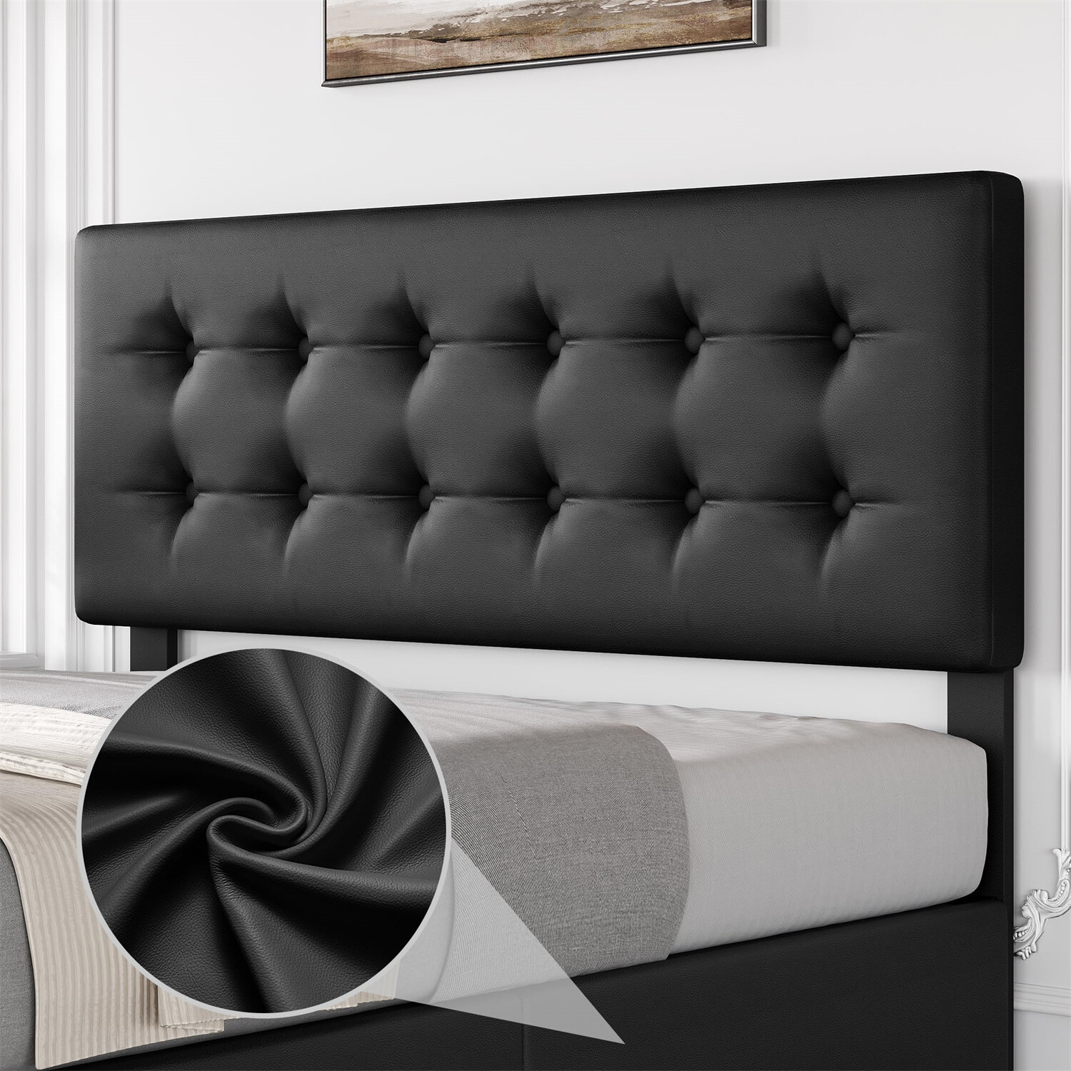 ⭐Full Size Bed Frame with 4 Storage Drawers and Headboard Upholstered Platform U
