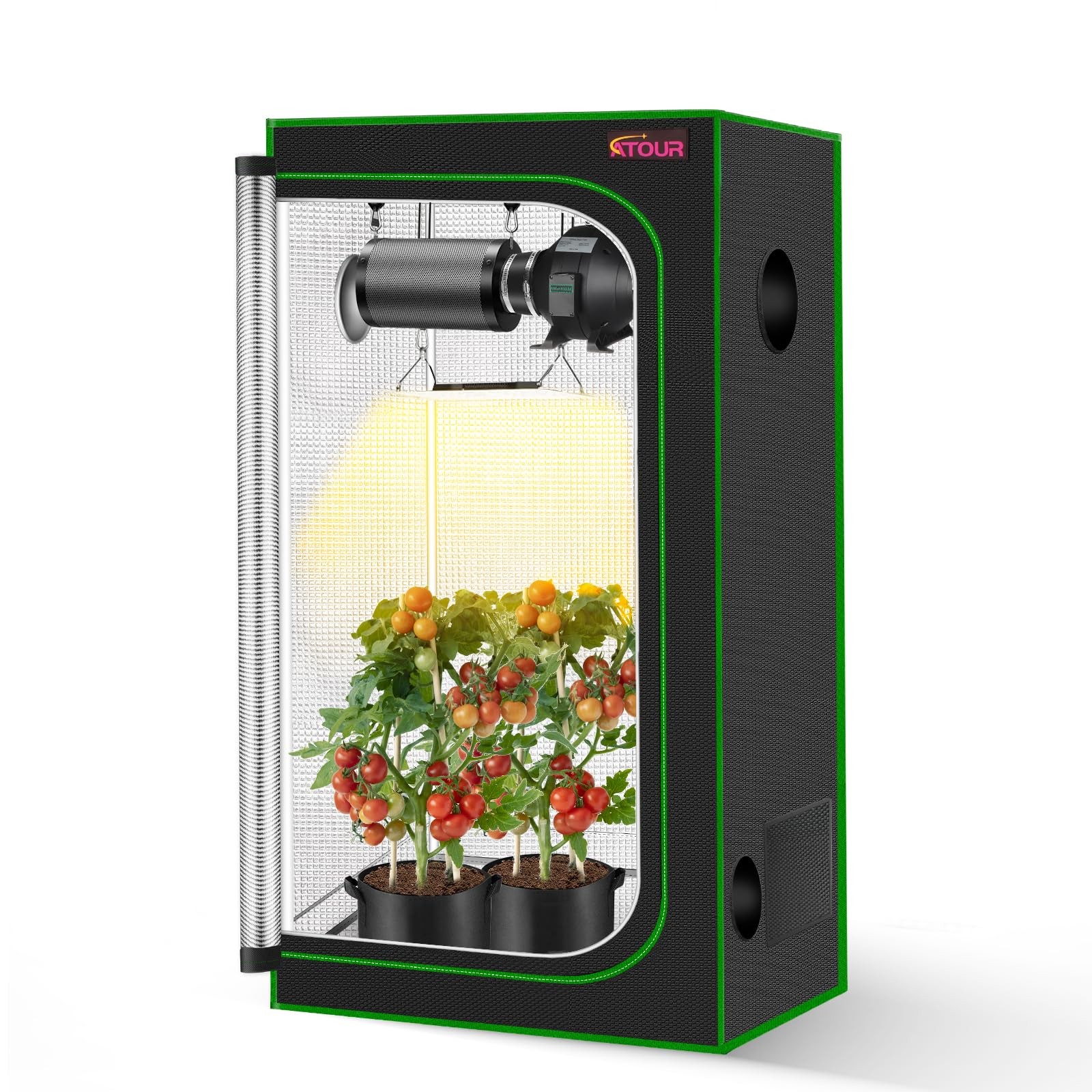 32"x32"x63" Hydroponic Grow Tent with Reflective 600D Mylar & Window