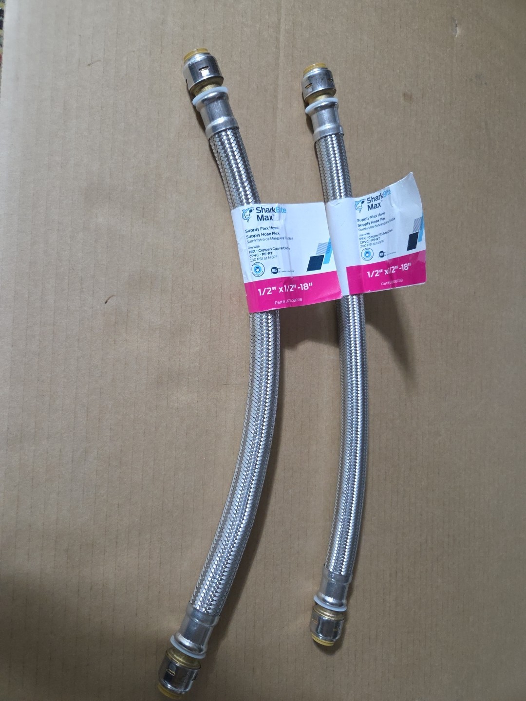 Coupling Hose, Flexible, 1/2 x 1/2 In., 18 In. - UR3008FX18 Lot Of 2