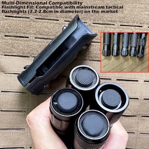 Quick Draw Tactical Flashlight Holster, Rotatable Tactical Molle Light Holder