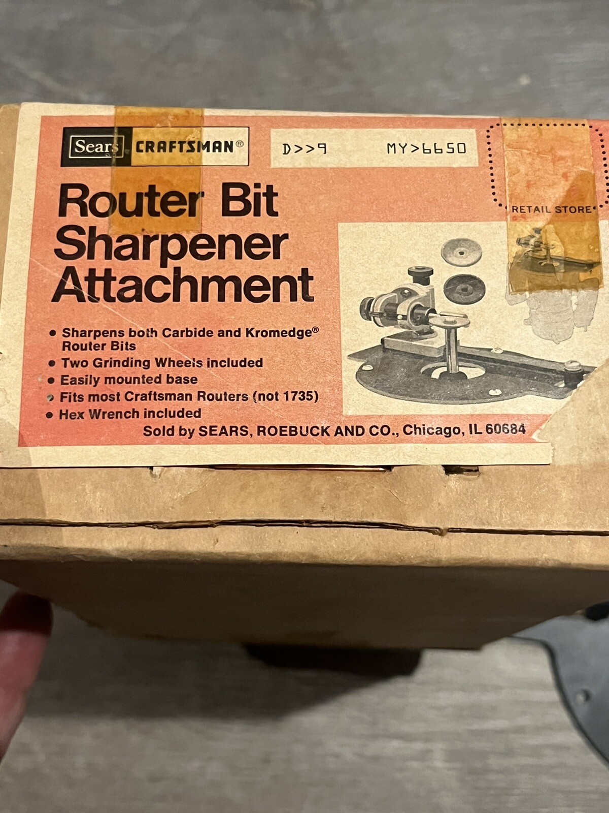 Sears Craftsman Router Bit Sharpener Attachment Model 9-6650 USA