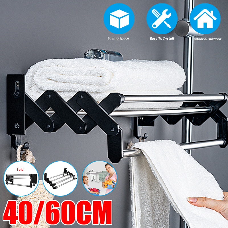 Stainless Steel Wall Mounted Expandable Clothes Drying Rack Towel Rack