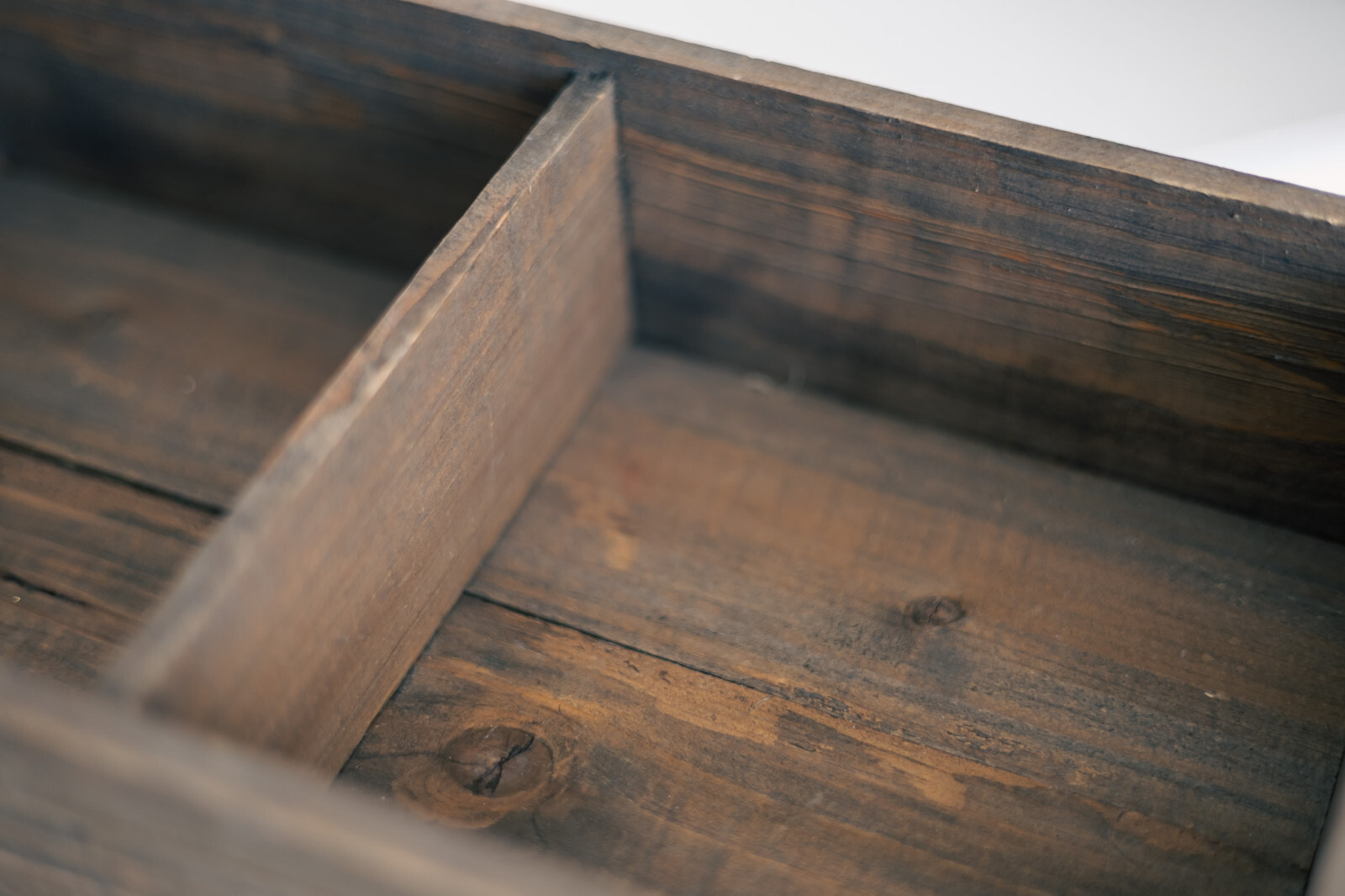 RUSTIC 2 Section Wood Basket Bin Container