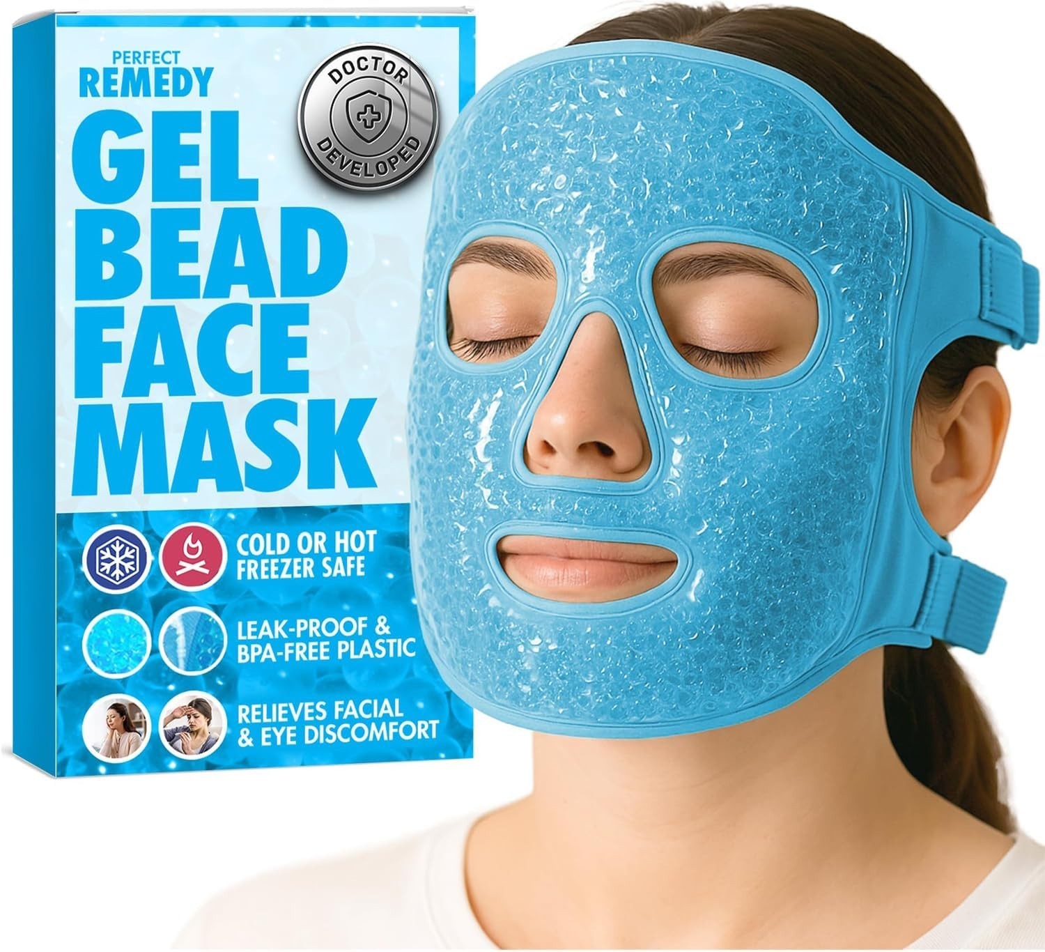 Face Ice Pack, Reusable Hot & Cold Ice Face Gel Compress for Helping