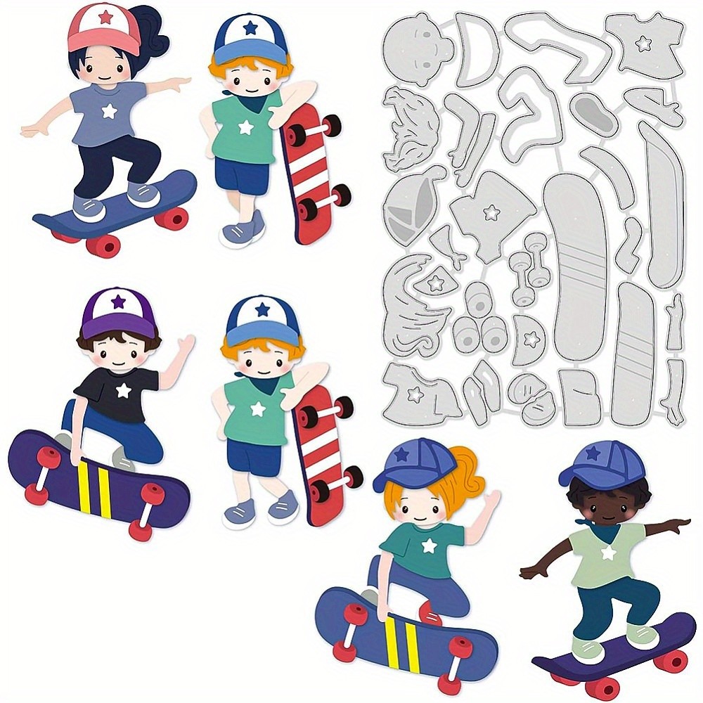 1pc 14.3x10.5cm Skateboard Pattern Metal Cutting Dies Sport Themed Skiting