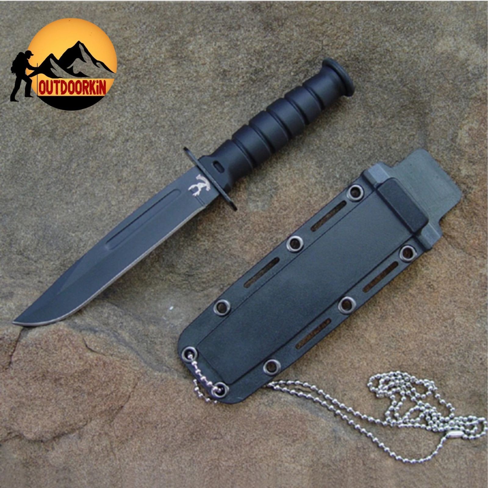 6" Durable Utility Black Robust Outdoor Camping W/ Sheath