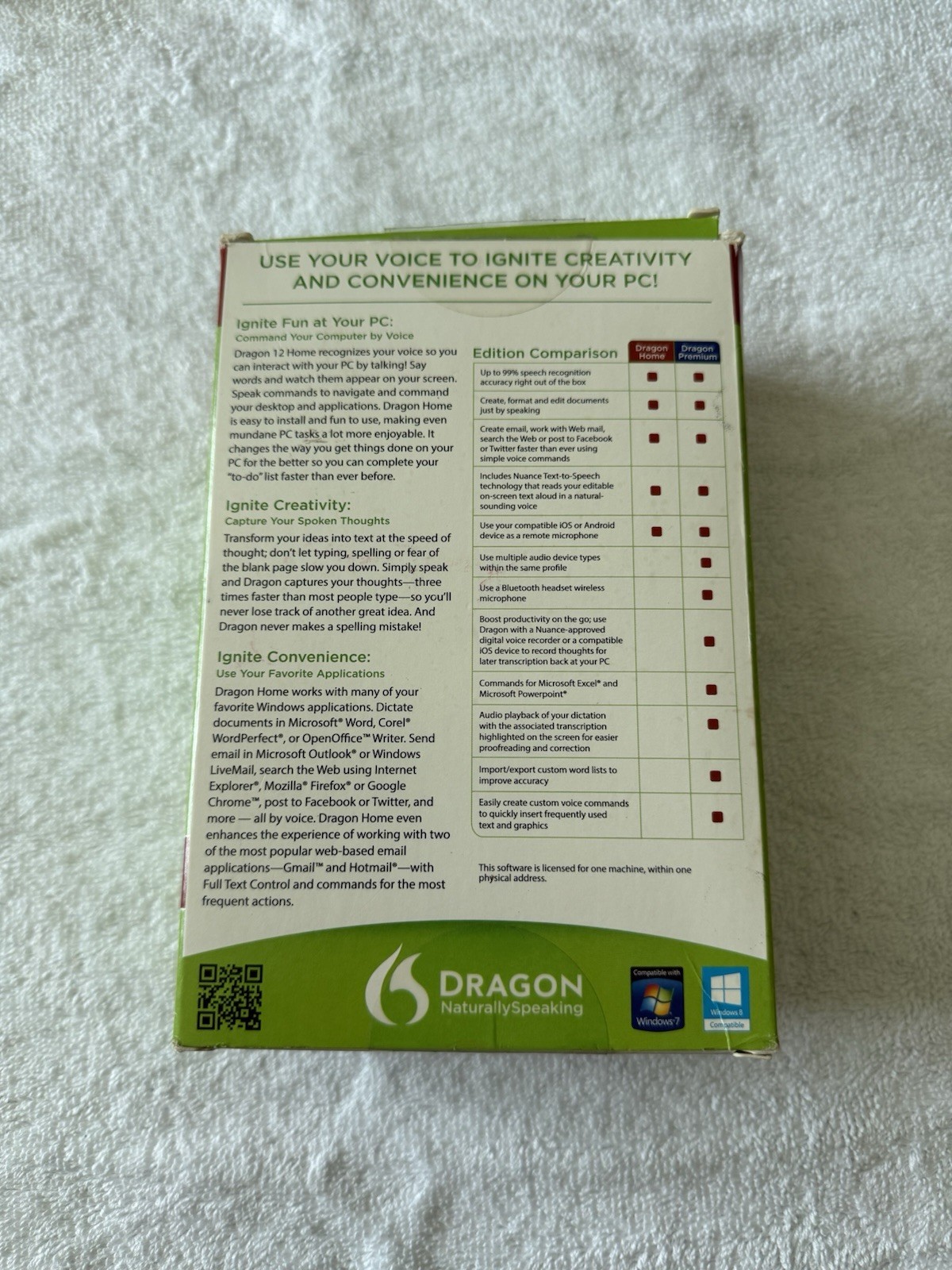 Nuance Dragon Naturally Speaking Home Version 12 Speech Software NEW (Open Box)