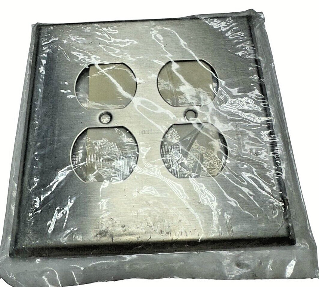 (Pack of 2) Cooper 93802-Box Stainless Steel Wall Plate 2-G Duplex Receptacle