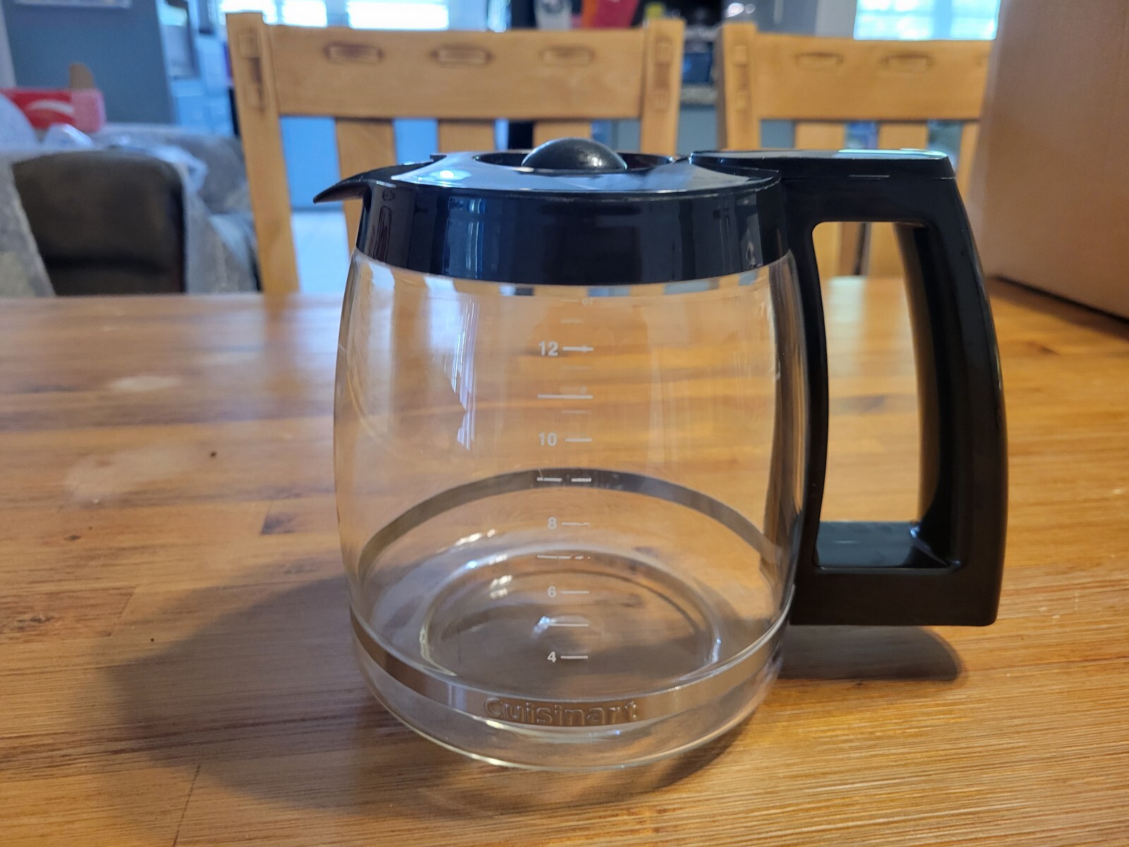 Cuisinart 12 Cup Universal Replacement Glass Carafe Pot & Black Lid