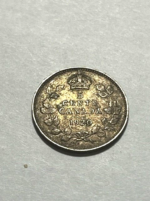 1920 Canada Silver 5 Cent F+ #9644