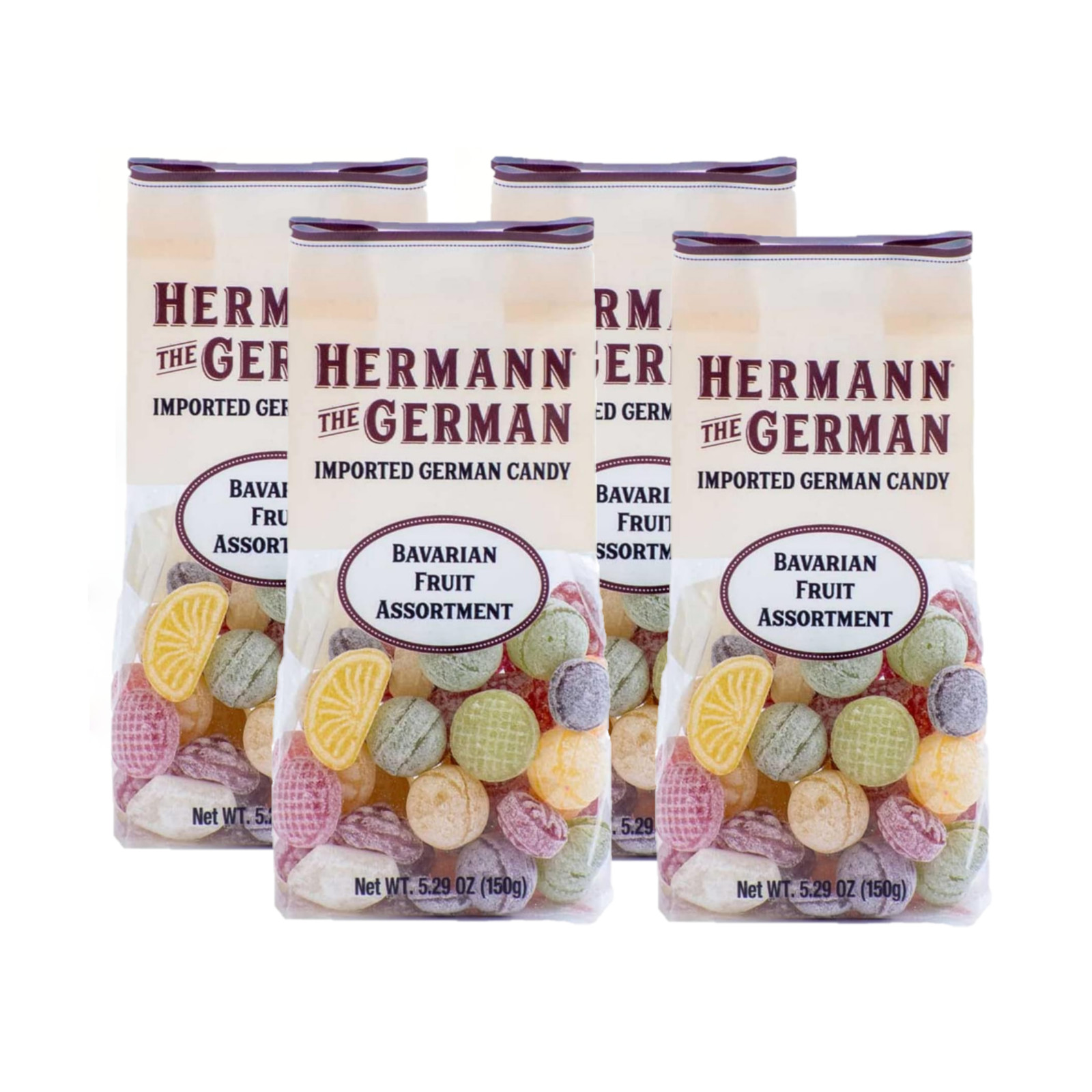 Hermann The German Bavarian Fruit Assortment Dye Free Christmas Hard Candy 4 pk