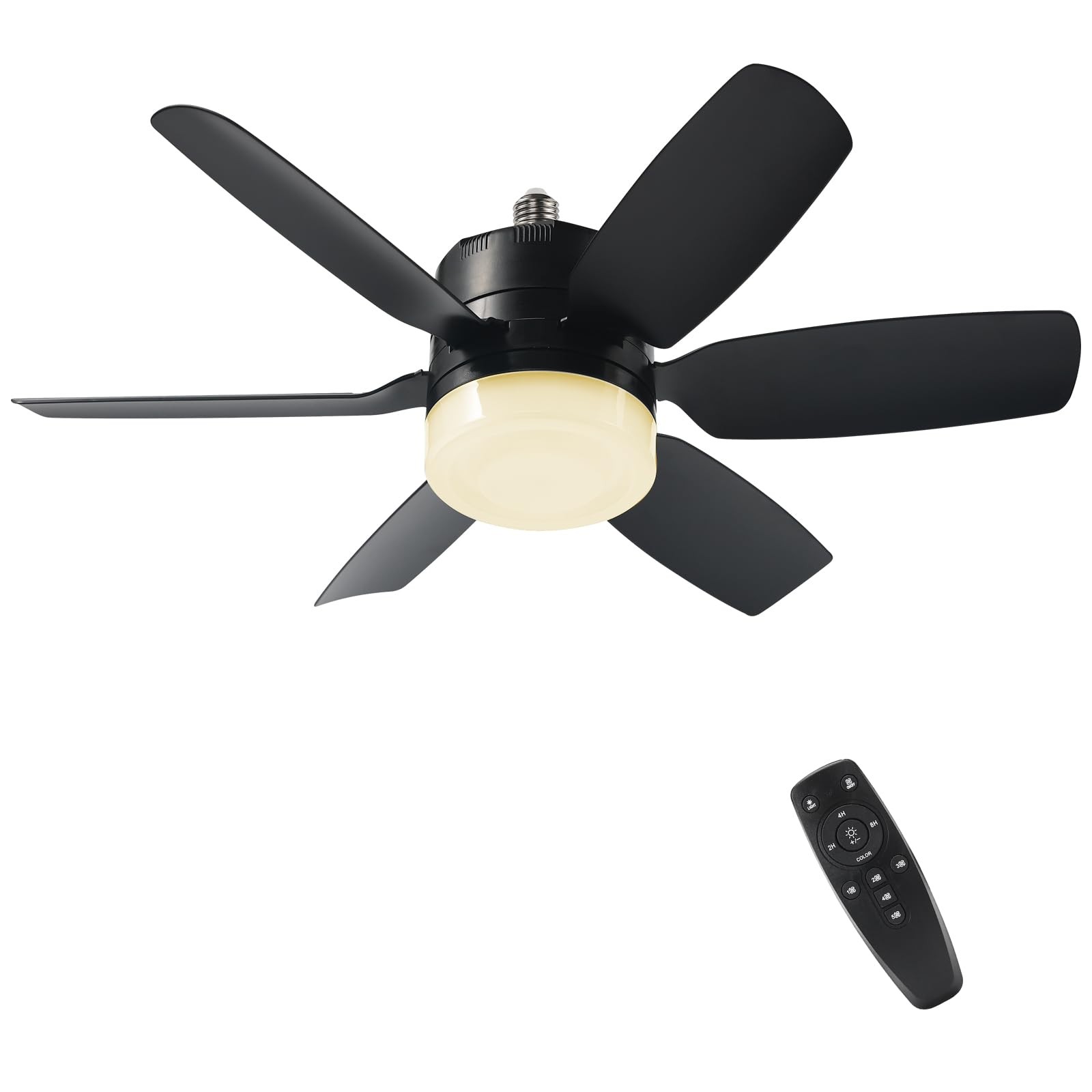 20.5'' Socket Ceiling Fan Light, 5 Fan Speeds with 3 Colors Adjustable Light,...