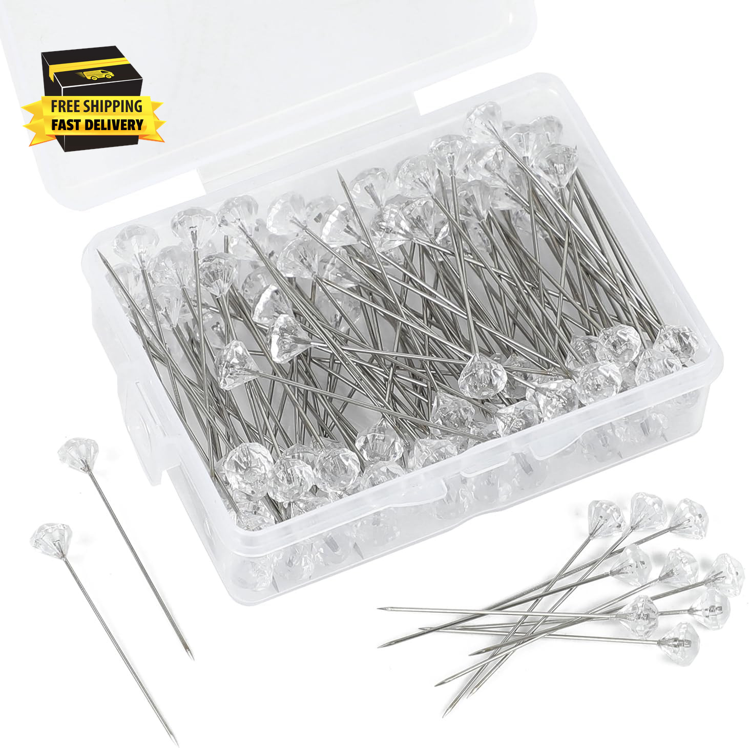100 Pcs Corsage Bouquet Pins for Flowers, 2 Inch Floral Diamond Pins for Bouquet