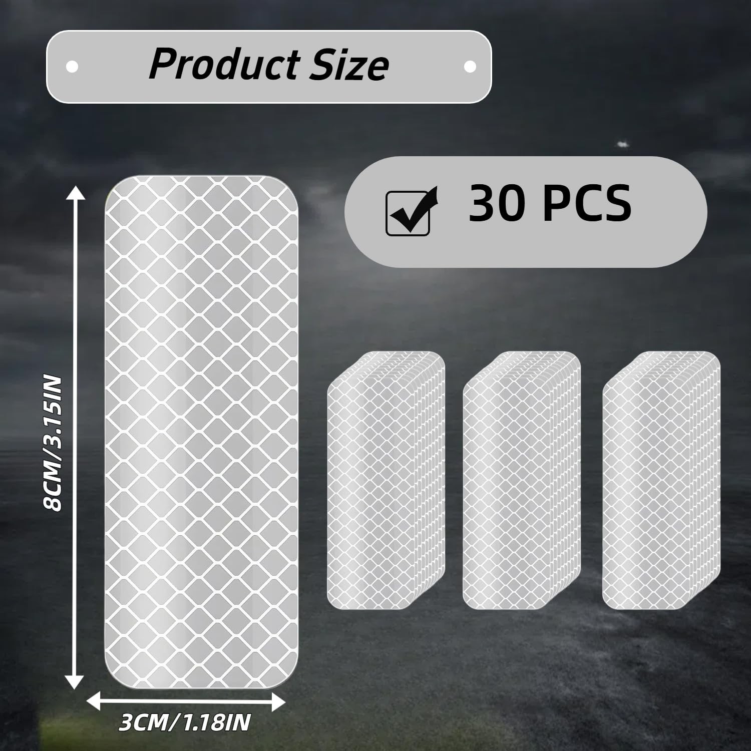 DCSGK Reflective Tape 30 PCS - Waterproof Self-Adhesive Safety White