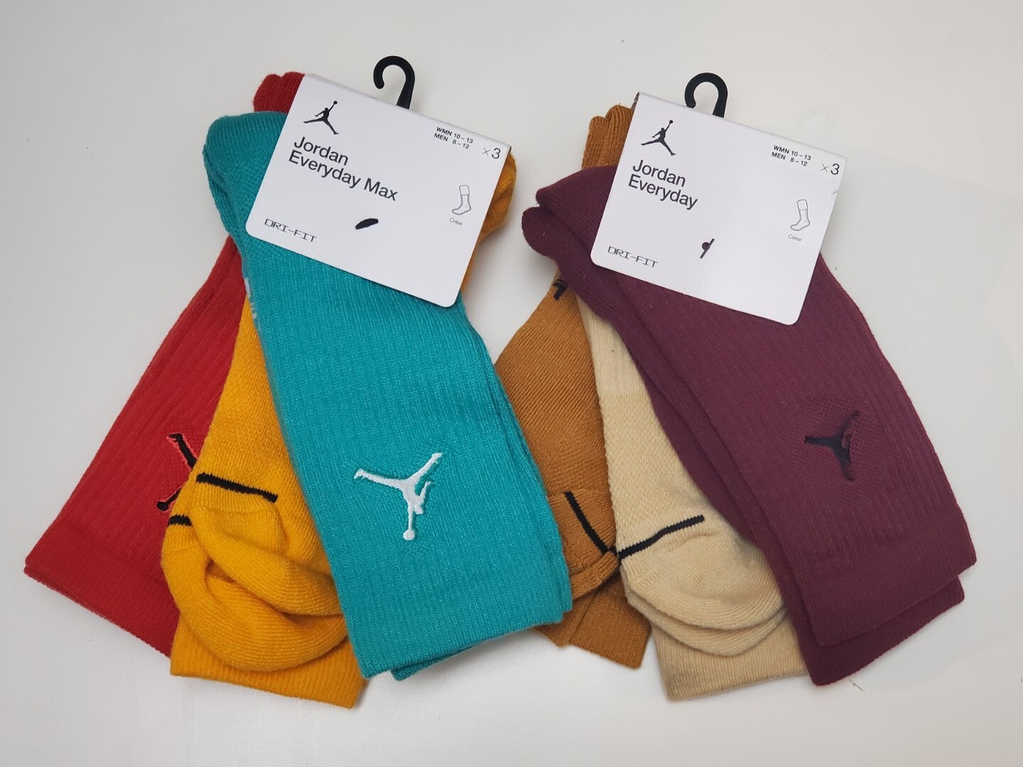 Nike Air Jordan Everyday Max Dri-Fit Crew Socks 3 Pairs Multi Color Men Large