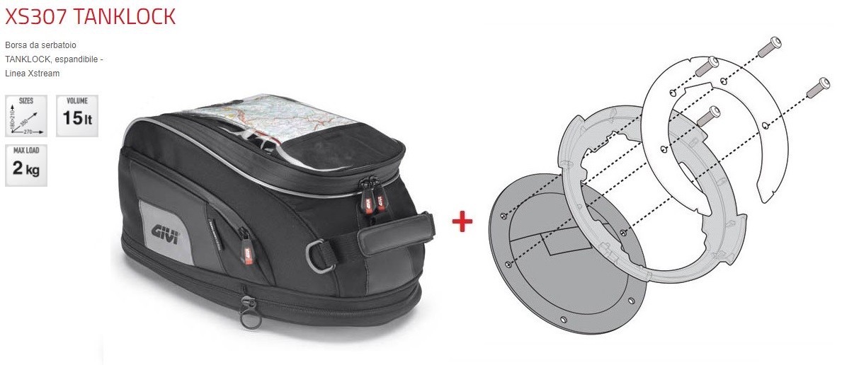 GIVI TANKLOCK TANK BAG + FLANGE ATTACHMENT HONDA CB 650F 2017 XS307