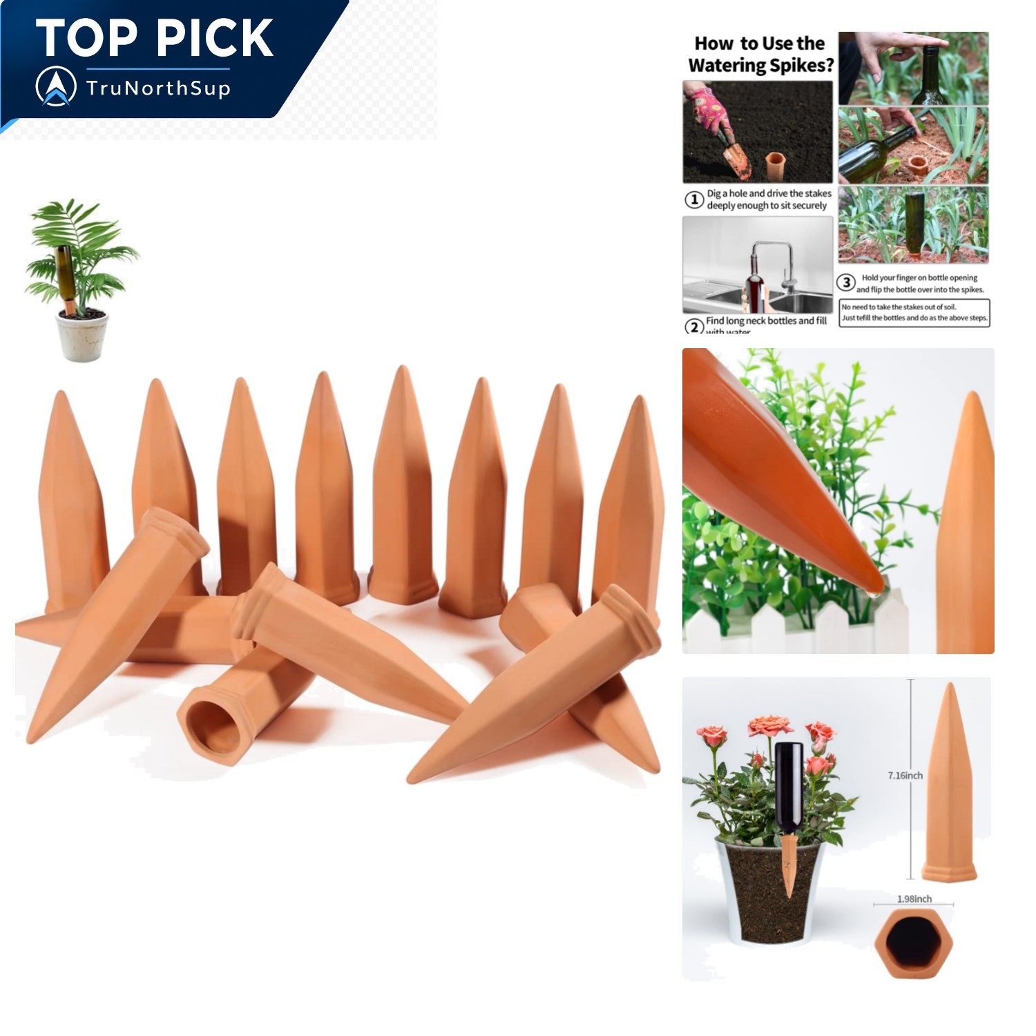 15-Pack Plant Watering Devices 7.16 Inch Self Watering Spikes for Indoor Outd...