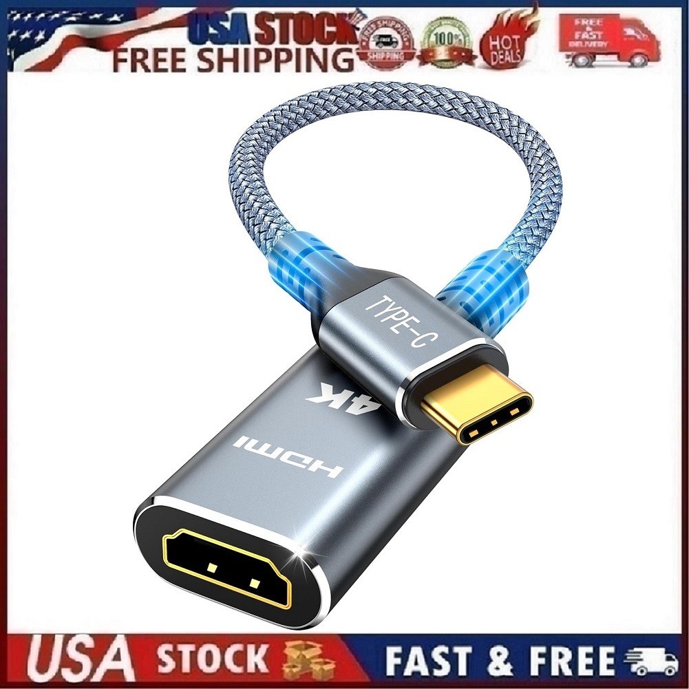 Highwings USB C to HDMI Adapter (4K@60Hz), Type C Cable Grey