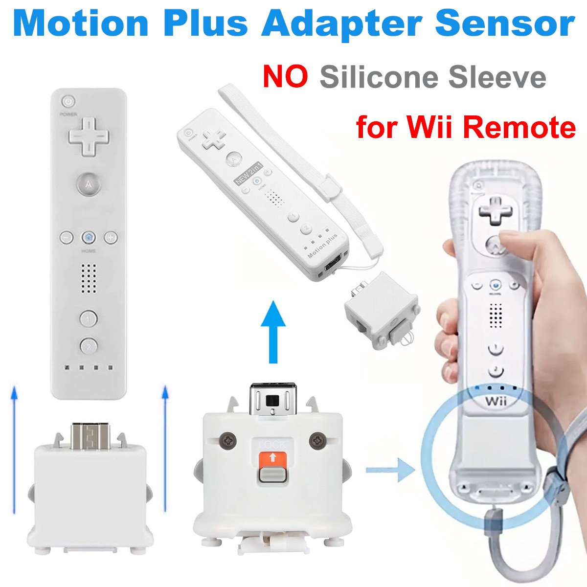 New Motion Plus Adapter Sensor Attachment for Nintendo Wii Remote Controller USA