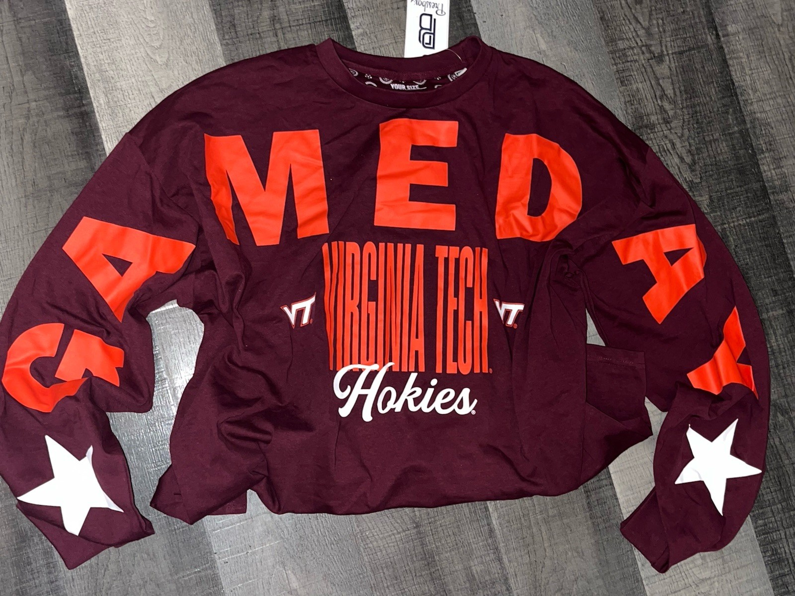 VIRGINIA TECH HOKIES PRESSBOX WOMENS GAME DAY ONE SIZE OVERSIZED SHIRT $50
