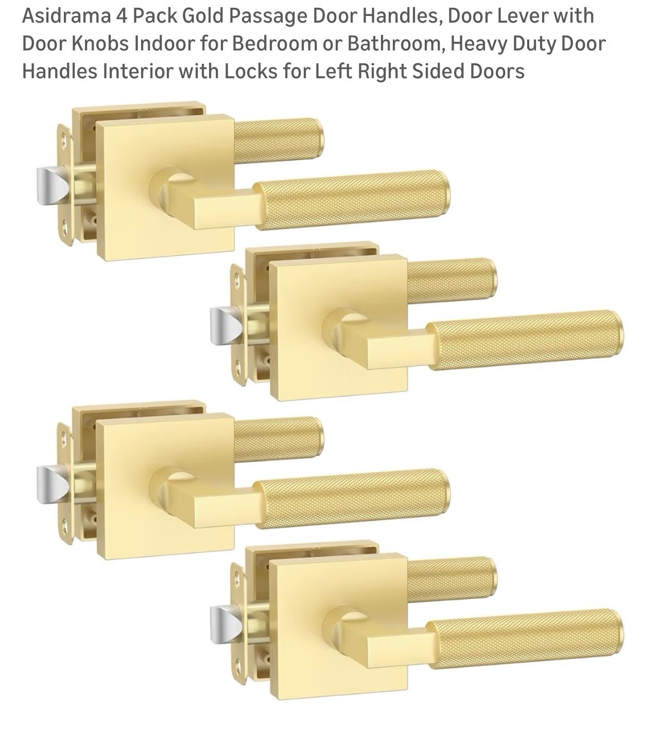 Asidrama 4 Pack Gold Passage Door Handles, Door Lever with Door Knobs Indoor ..
