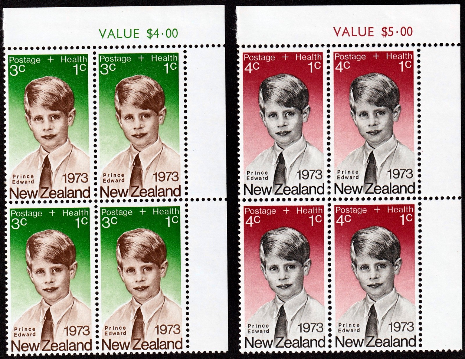 New Zealand-Lot of 2 Blocs of 4, 1973, MNH-Sc. B87-88, SG1031-32-Lot 536