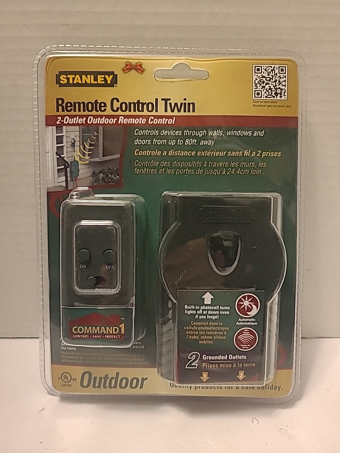 STANLEY Remote Control Twin 2 Outlet Outdoor 80 ft Range Item# 56326 NEW