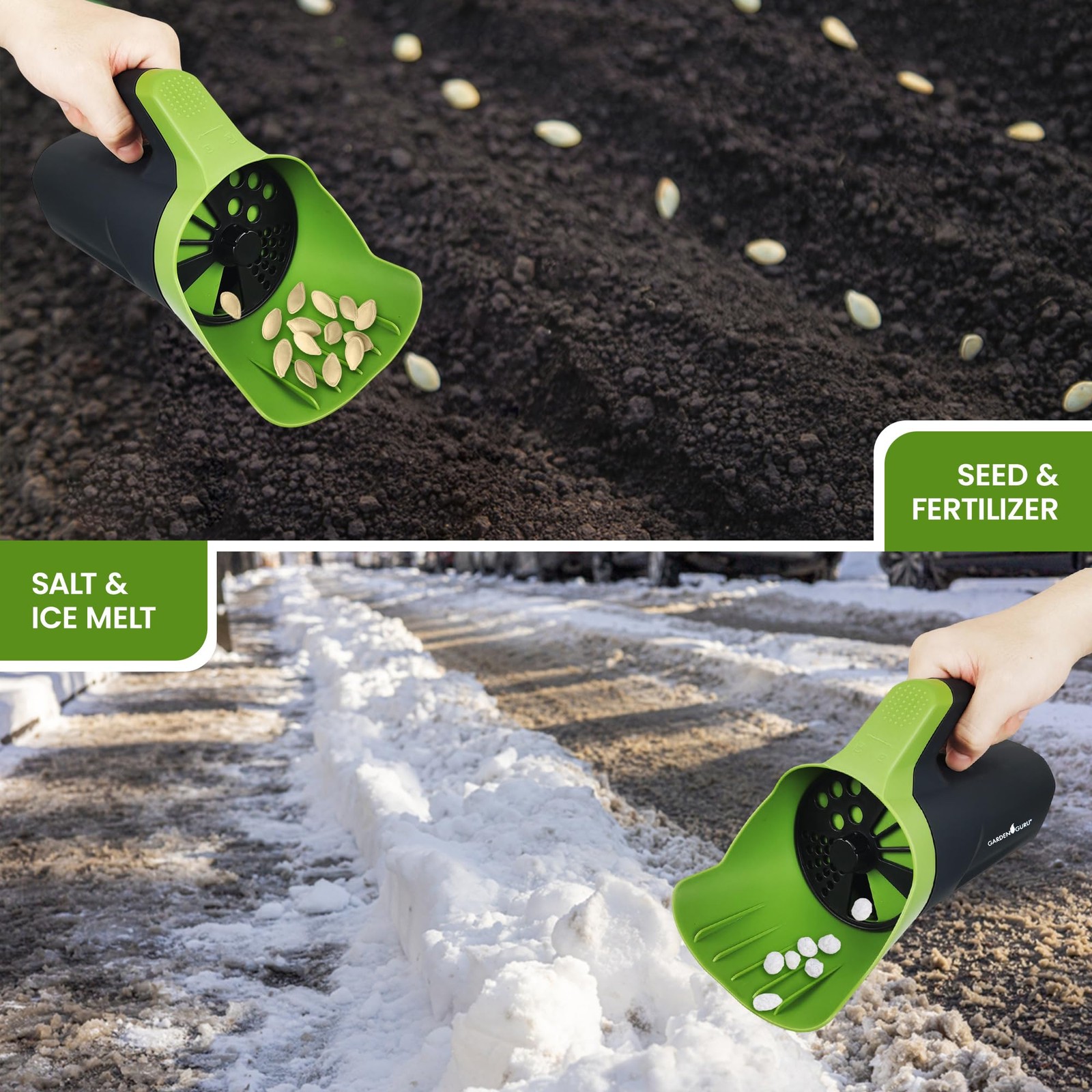 Garden Guru Handheld Seed Spreader Shaker – Multi Use Grass Seed, Fertilizer,...
