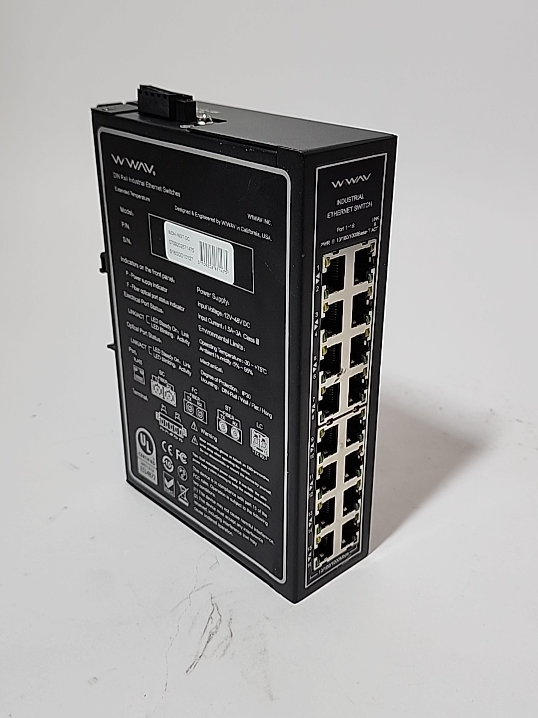 WIWAV WDH-16GT-DC Unmanaged Industrial Gigabit Eth. Switch 16 Port 0709202671475
