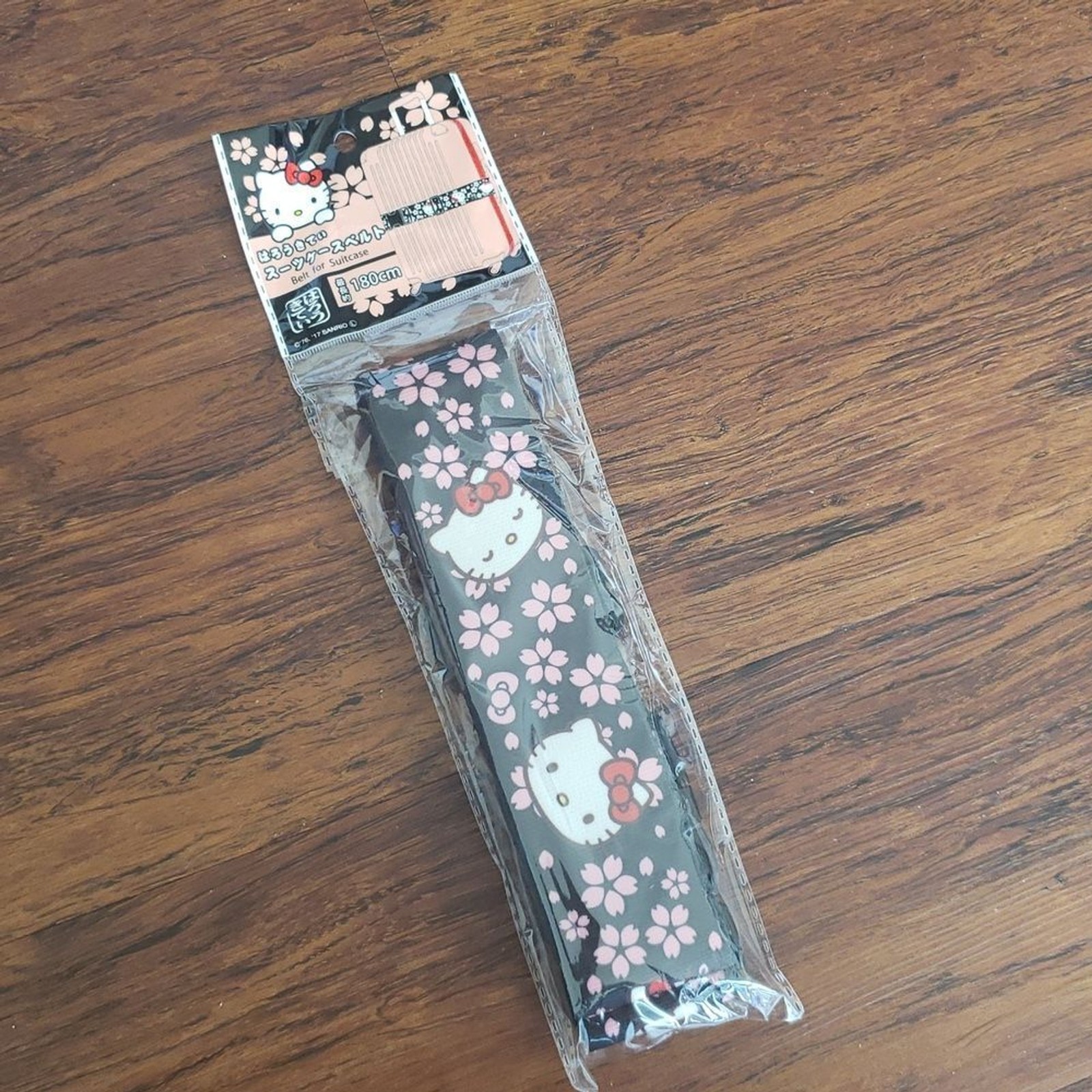 Hello Kitty Black Pink Sakura Japanese Floral Luggage Strap