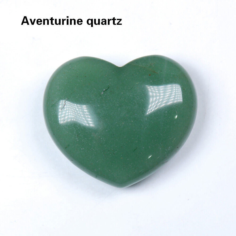 40mm Natural Crystal Quartz Love Heart Palm Stone Chakra Healing Reiki Ornament