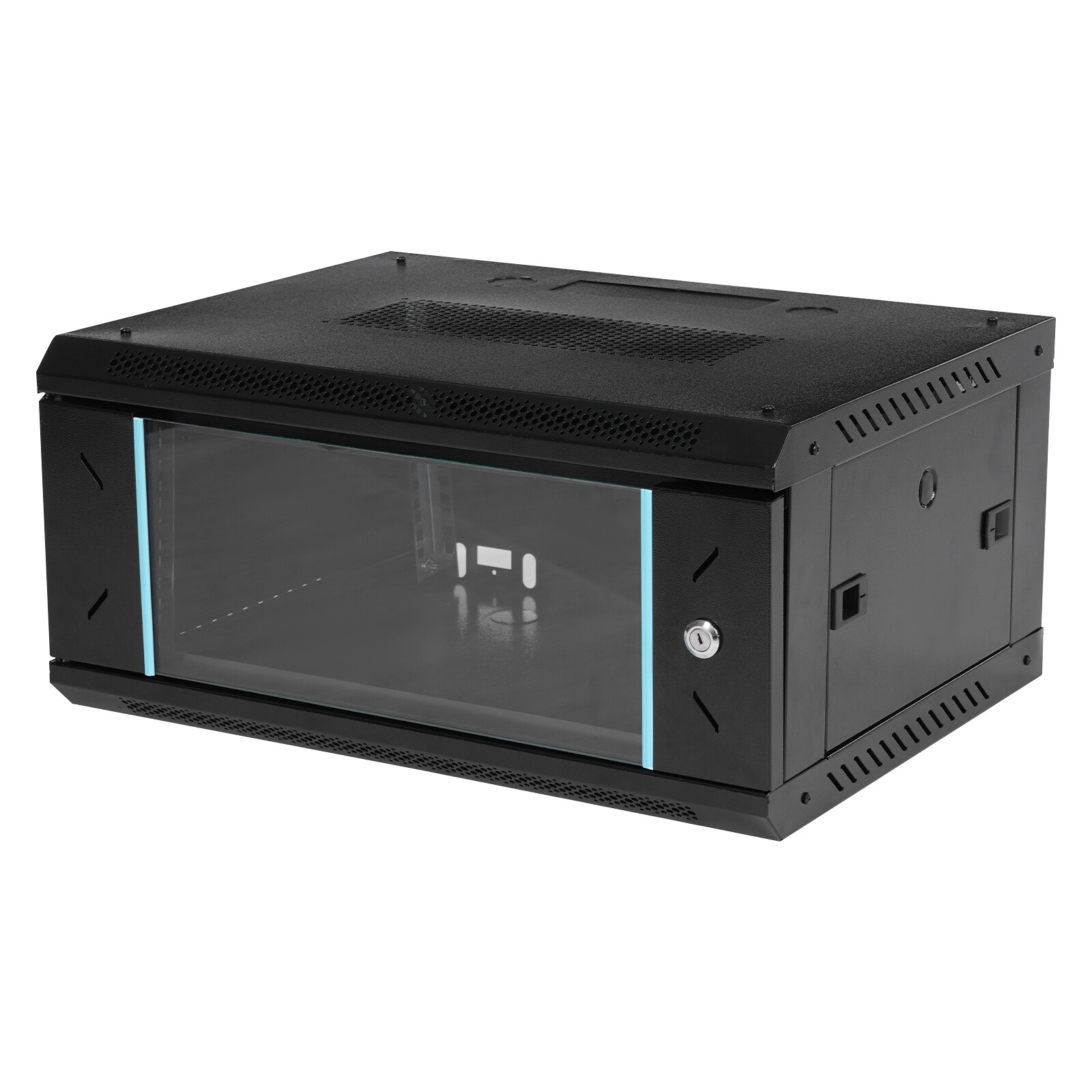 4U Rack Mount Server Cabinet Case Deep Drawer Lockable With Key Glass Door