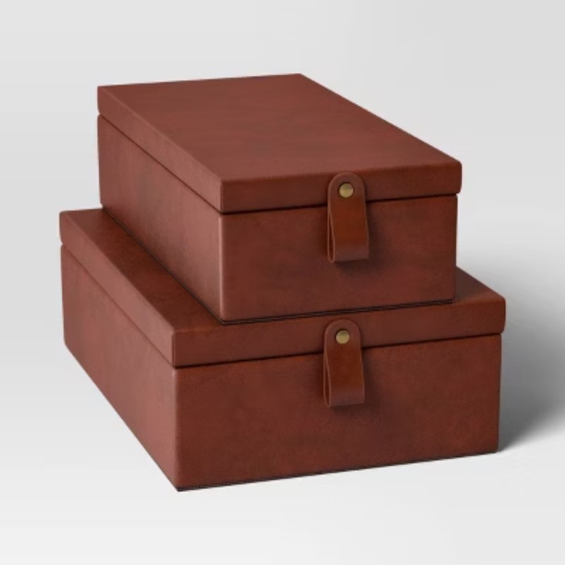 Faux Leather Storage Box Set